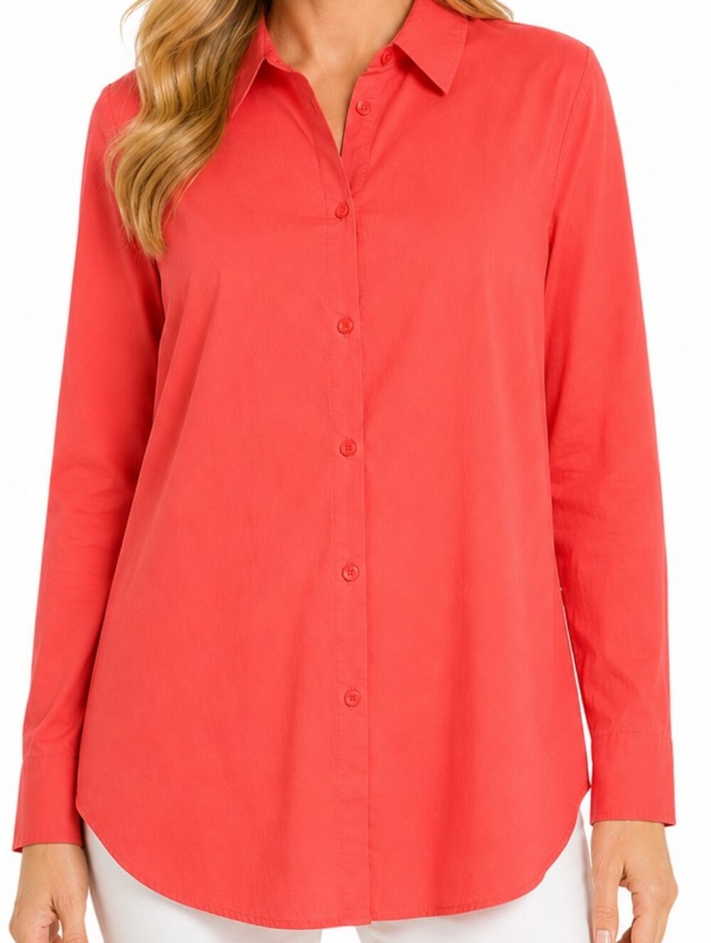 Worthington Coral Button-Front Long Sleeve Shirt NWT